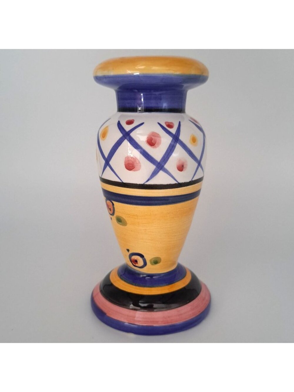 Hand-Painted Bella Casa Ganz Ceramic Candlestick Holder
